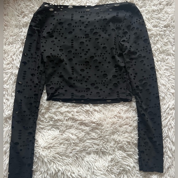 NWOT Black Princess Polly Mesh Long Sleeve - Picture 5 of 7